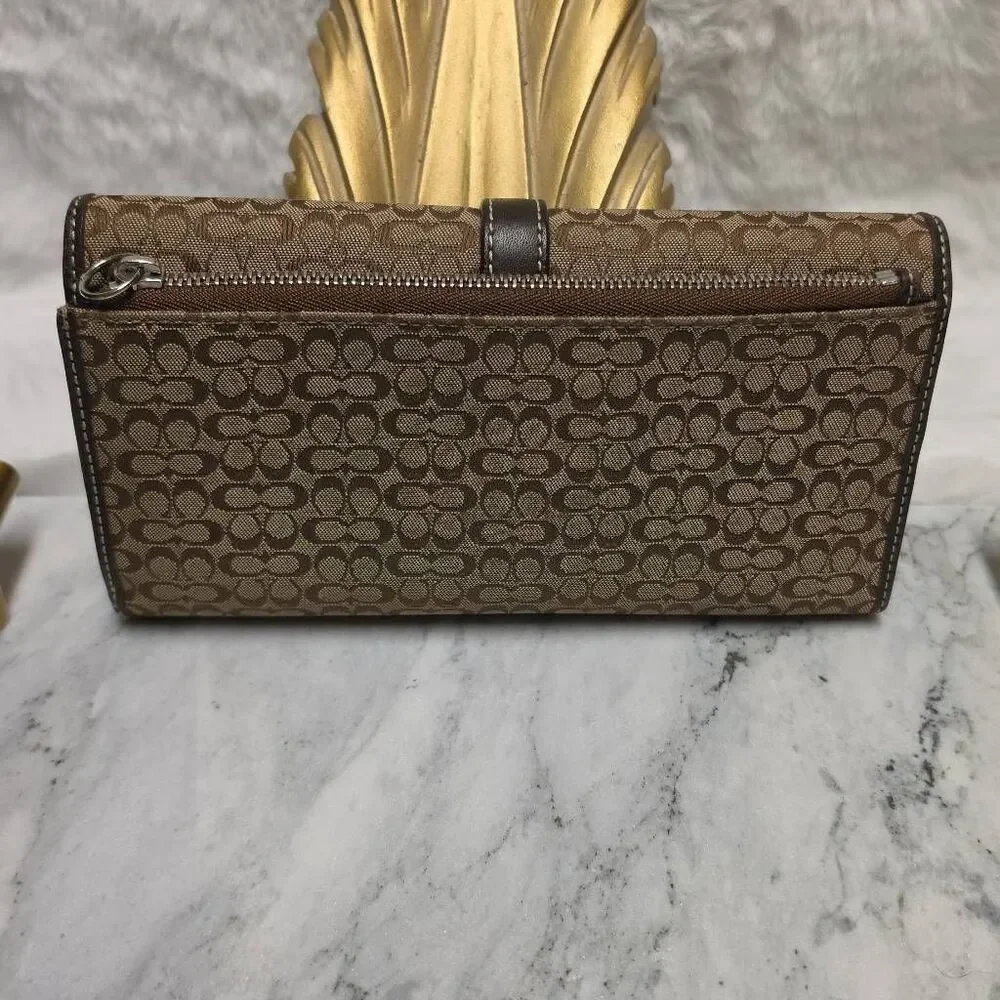 Vintage Coach brown signature C jacquard canvas wallet with checkbook insert